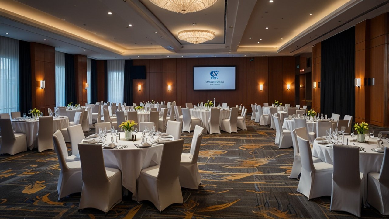 Conference setup interface showing event organization and meeting planning tools