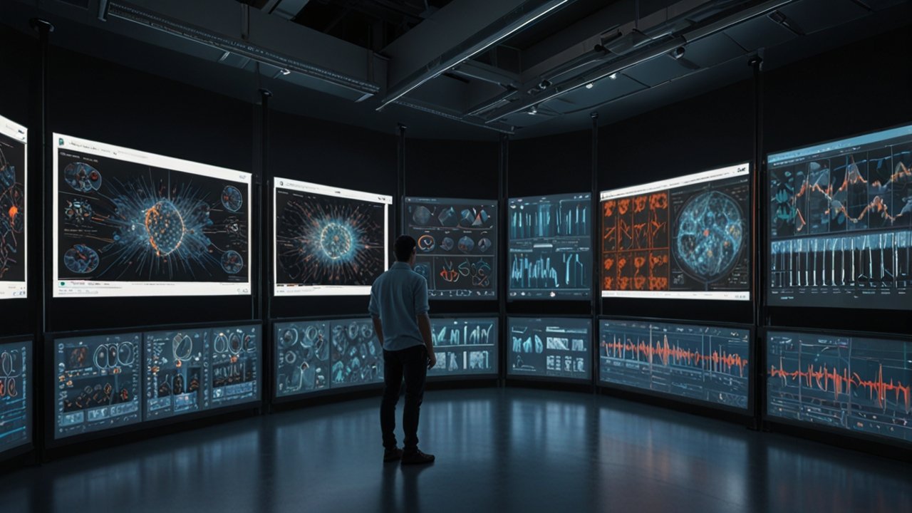 Deep learning architecture visualizing multiple neural network layers extracting increasingly complex features from input data