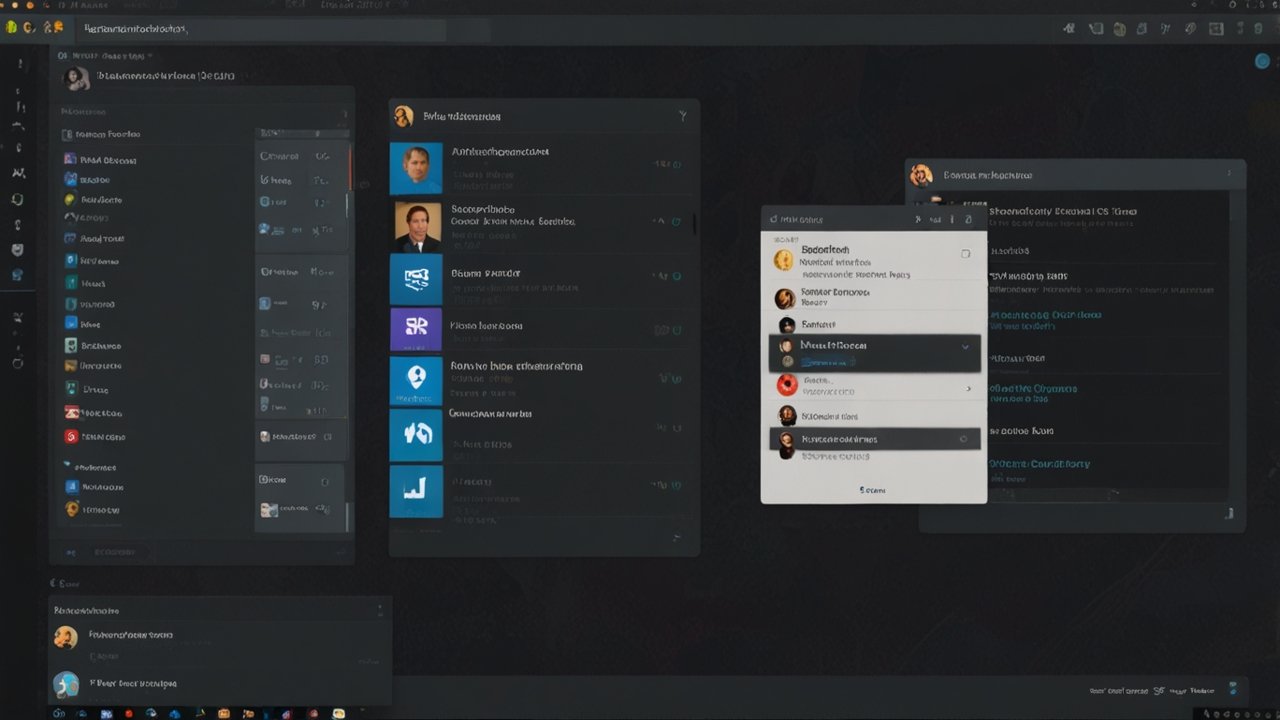 Discord server interface displaying community platform organization with voice channels and group interaction spaces