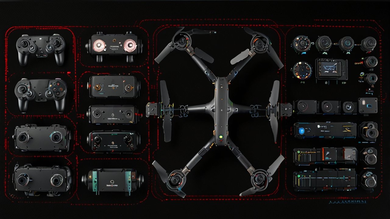 Drone photography equipment displaying aerial imaging capabilities through remote camera operation from elevated perspectives