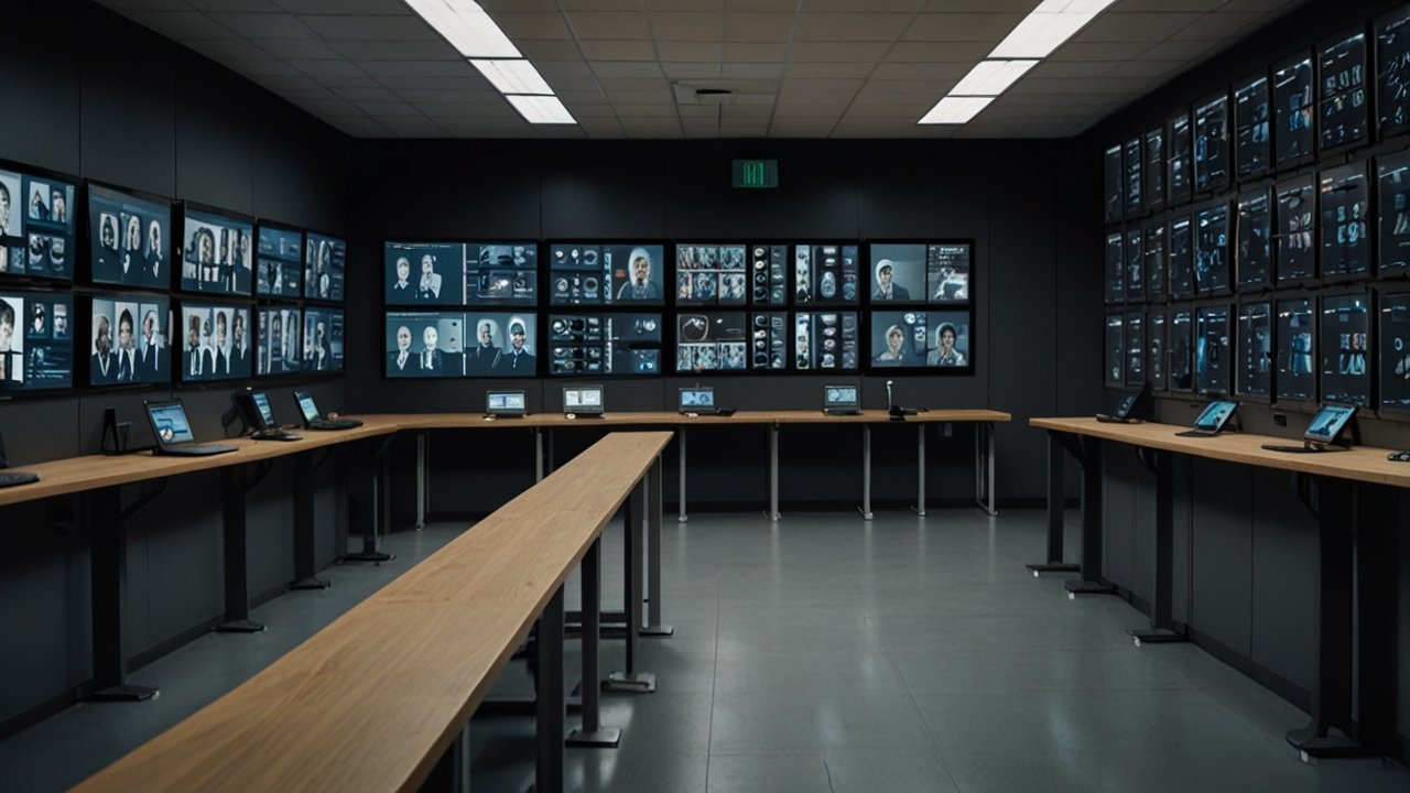 Facial recognition system interface showing face detection and identity matching