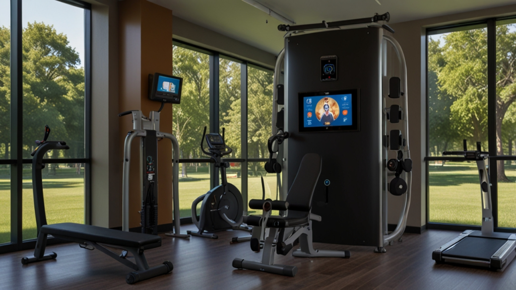Fitness interface showing health monitoring and exercise tracking capabilities