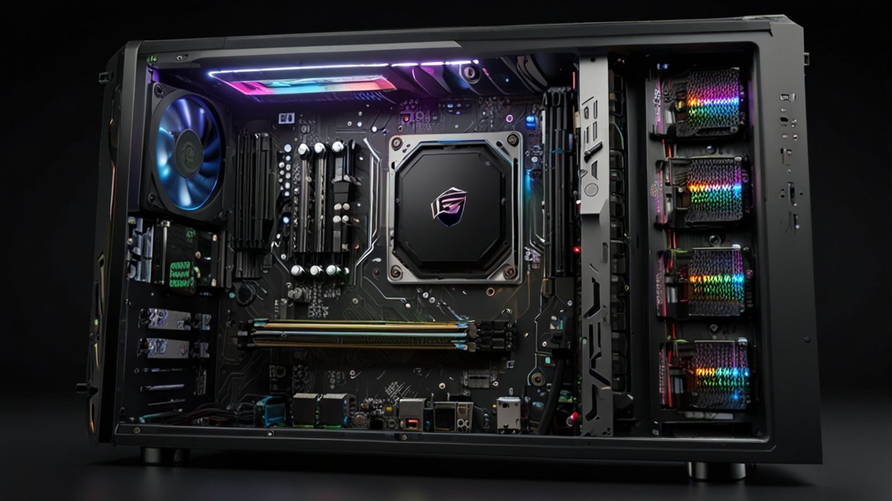 Gaming PC displaying performance computing hardware with custom components optimized for graphics processing and immersive gaming