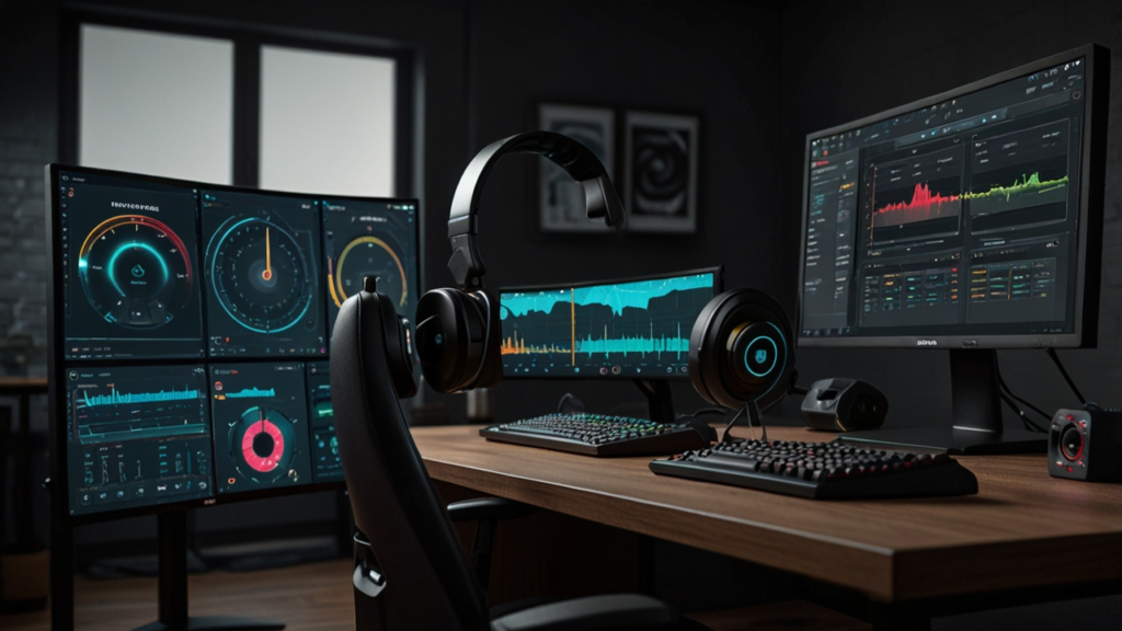 Gaming headset displaying audio immersion technology with spatial sound optimization for competitive gaming advantage