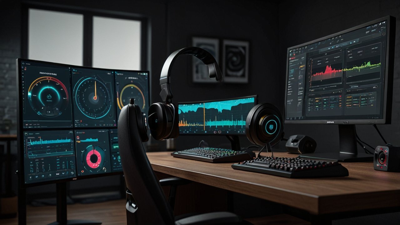 Gaming headset displaying audio immersion technology with spatial sound optimization for competitive gaming advantage