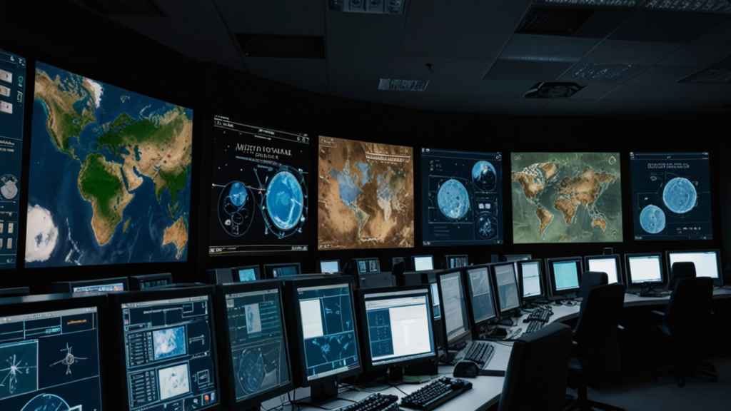 Global interface showing worldwide connectivity and international technology systems