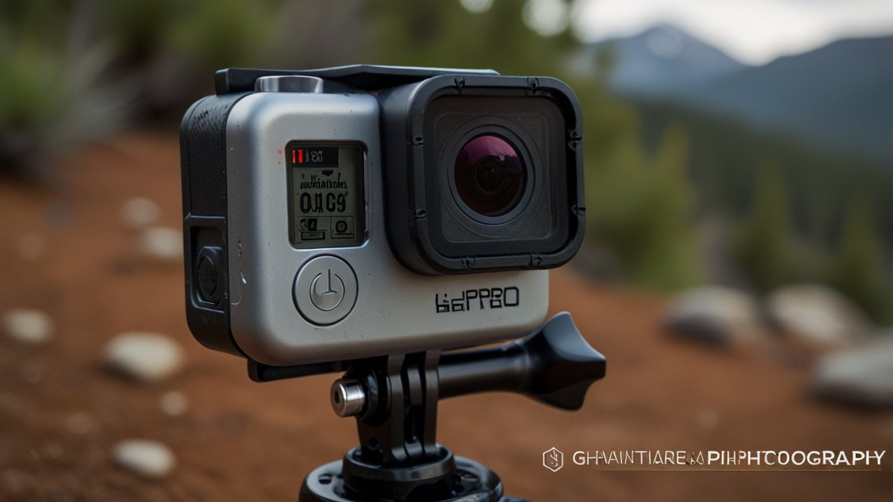 GoPro camera displaying action recording capabilities with adventure documentation features and rugged construction