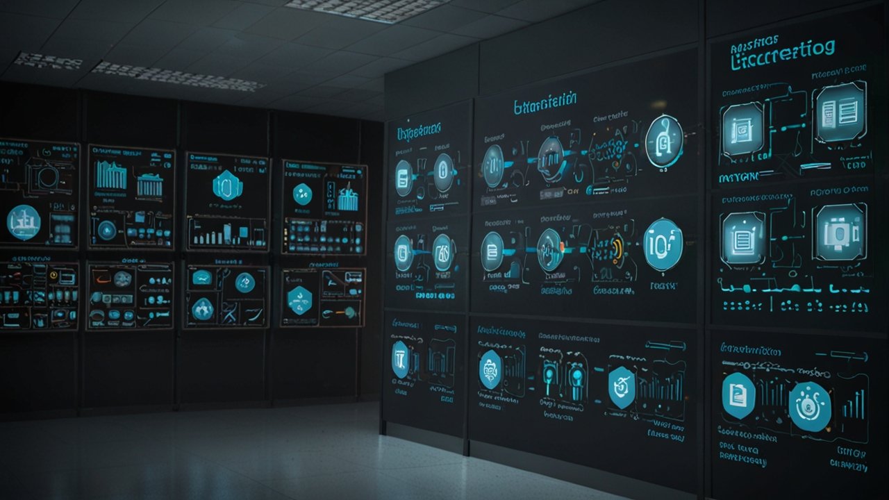 IoT security framework displaying connected device protection through network safeguarding strategies and smart system defense mechanisms