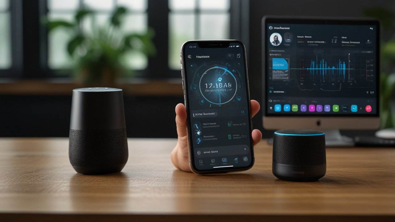 Personal AI assistant interface displaying virtual helper capabilities through natural language interaction and automated task management