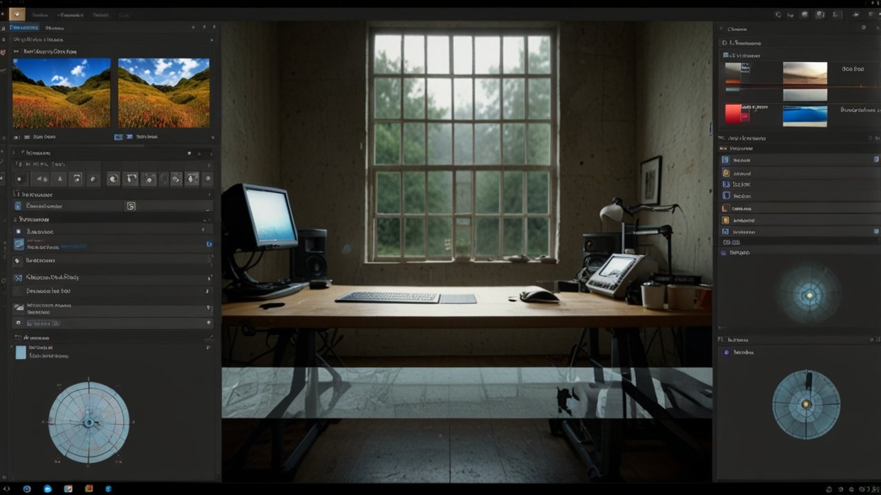 Photo editing software displaying image enhancement interface with visual correction tools and digital retouching controls