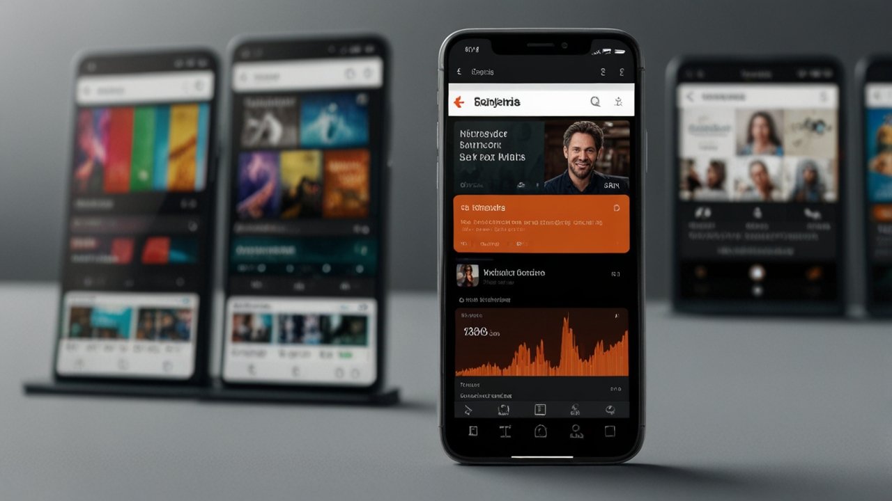 Podcast listening app displaying episodic content organization with playback controls and subscription management