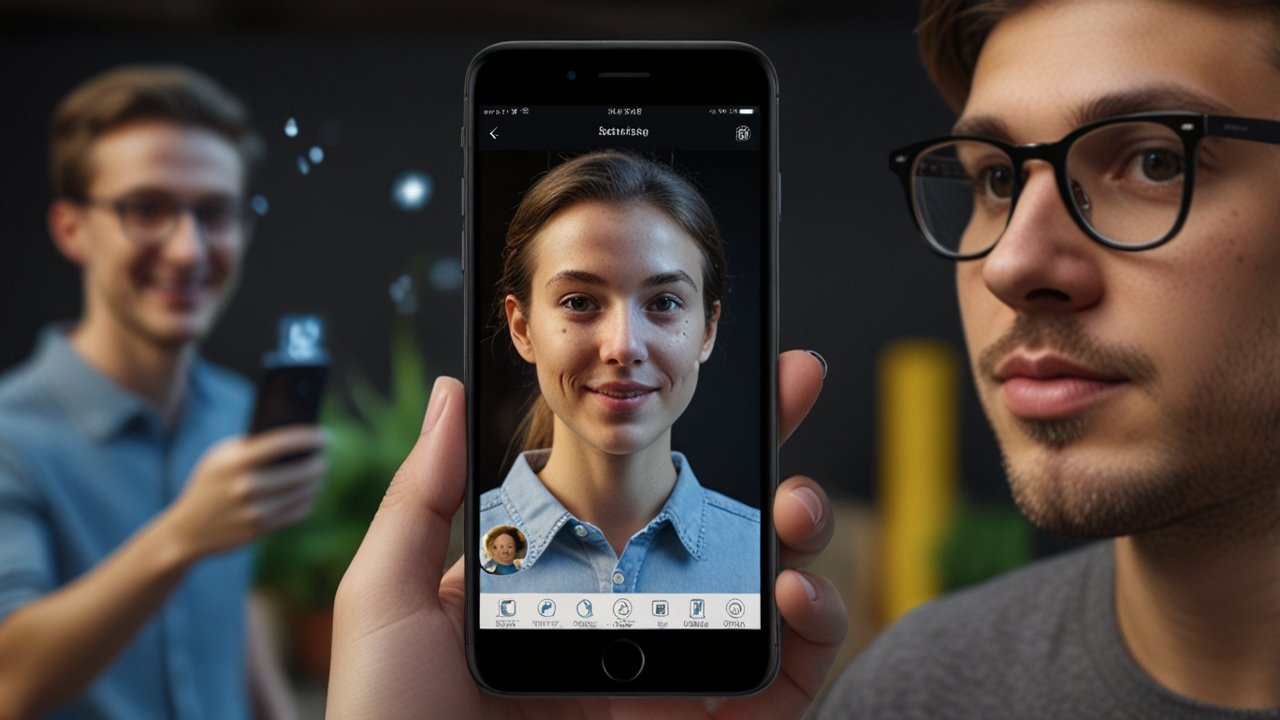 Snapchat filters interface displaying augmented reality effects with facial enhancement through interactive overlays and visual transformation
