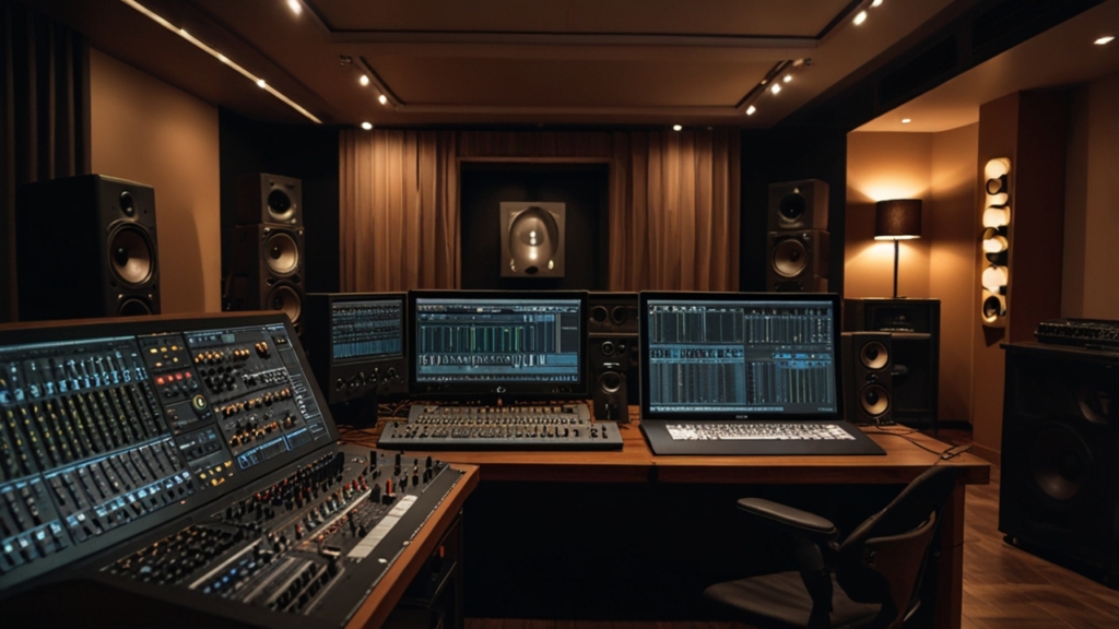 Sound design workstation creating original audio elements and effects