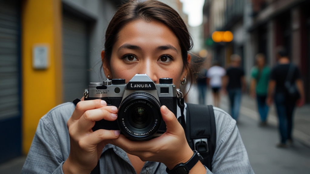 Street photography interface showing candid capture and urban scene documentation