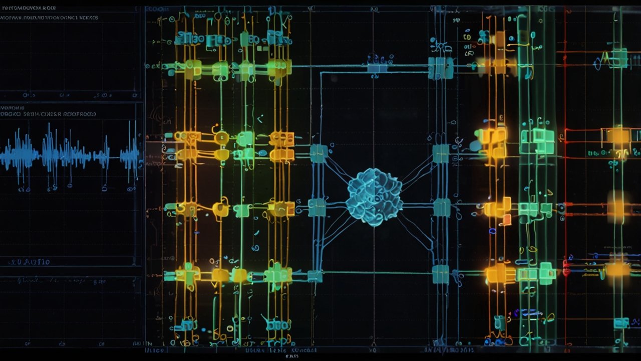Transformer models architecture displaying attention mechanisms connecting language elements through parallel processing