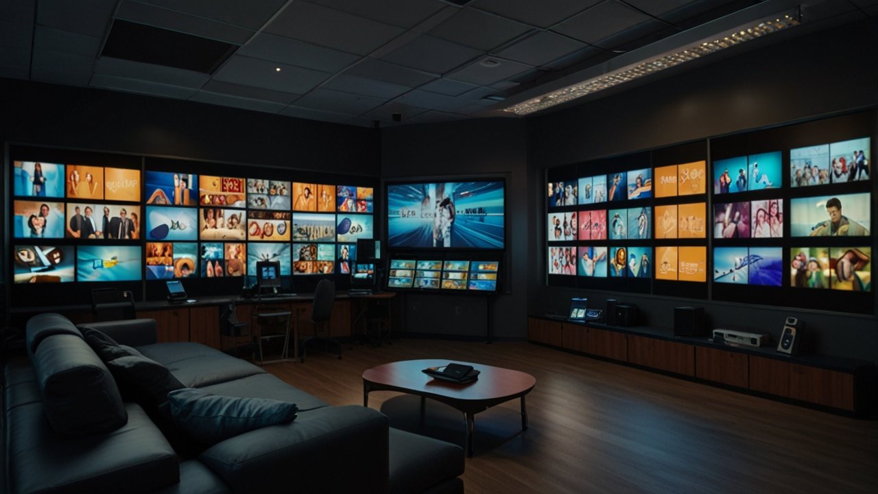 Video streaming interface showing live broadcasting and content delivery systems