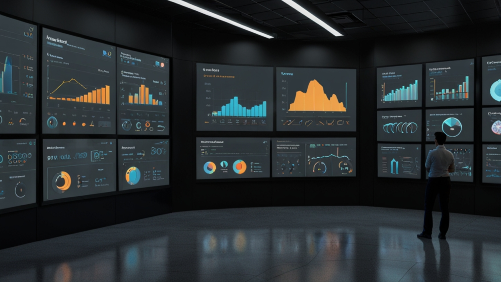 Data visualization platform displaying interactive charts and comprehensive analytical dashboards