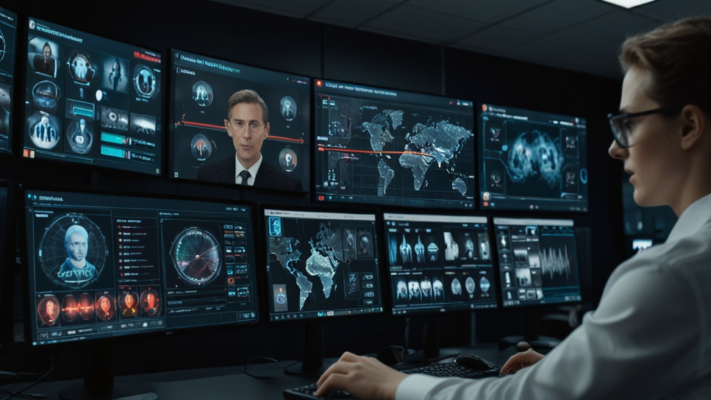 Deepfake detection software analyzing video content for artificial manipulation