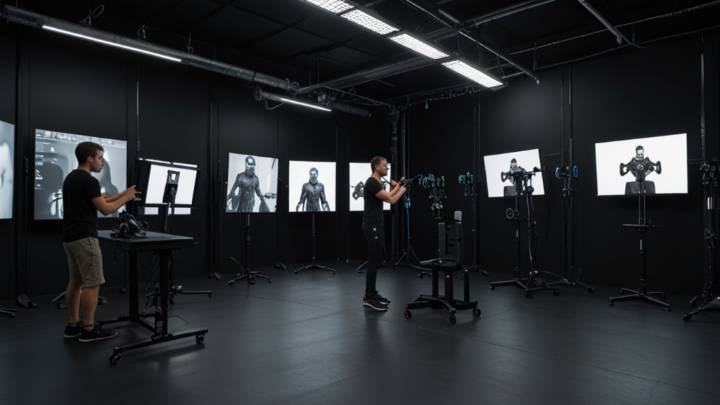 Motion capture system recording actor performance with tracking markers