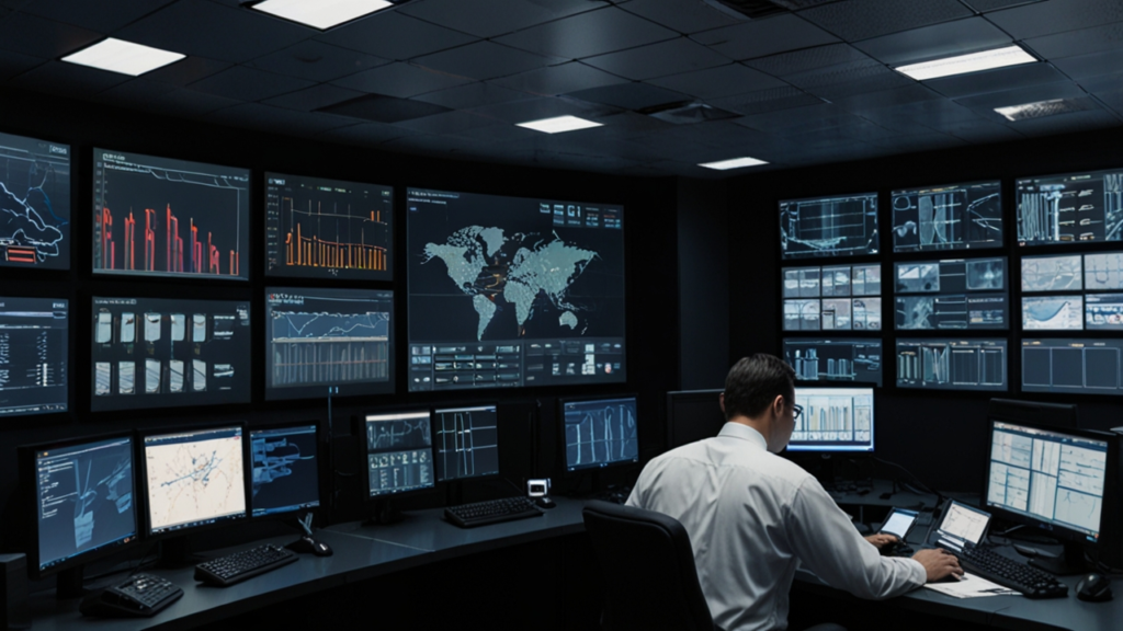 Network monitoring dashboard displaying real-time traffic analysis and performance metrics