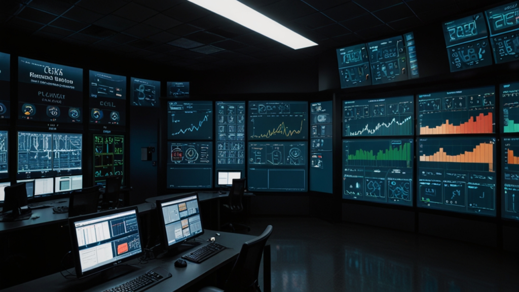Performance monitoring dashboard displaying real-time system metrics and resource utilization
