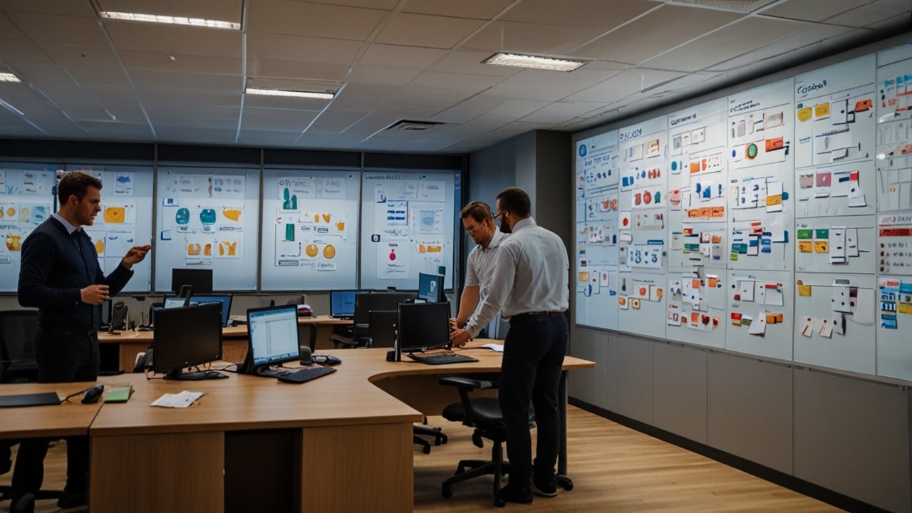 Scrum implementation dashboard showing sprint progress and team performance metrics