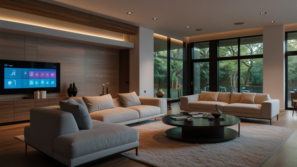 Smart home automation system controlling multiple connected devices through central hub interface
