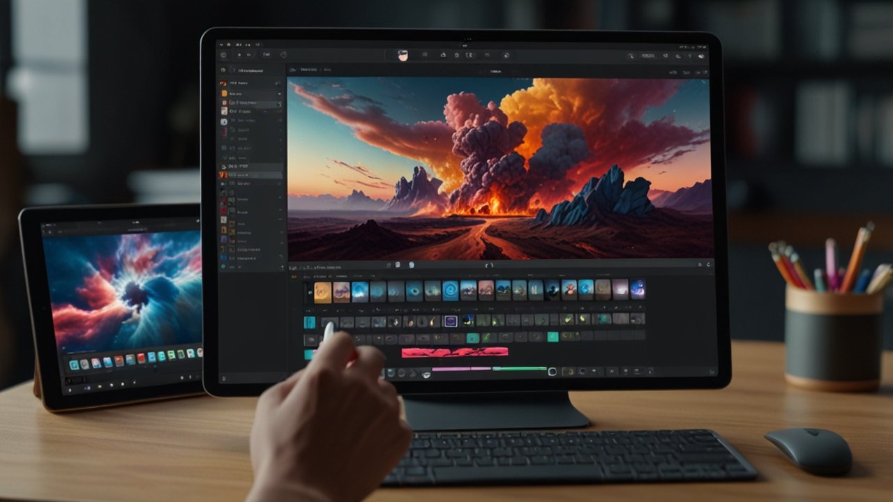iPad Pro displaying professional tablet capabilities with Apple Pencil and creative applications