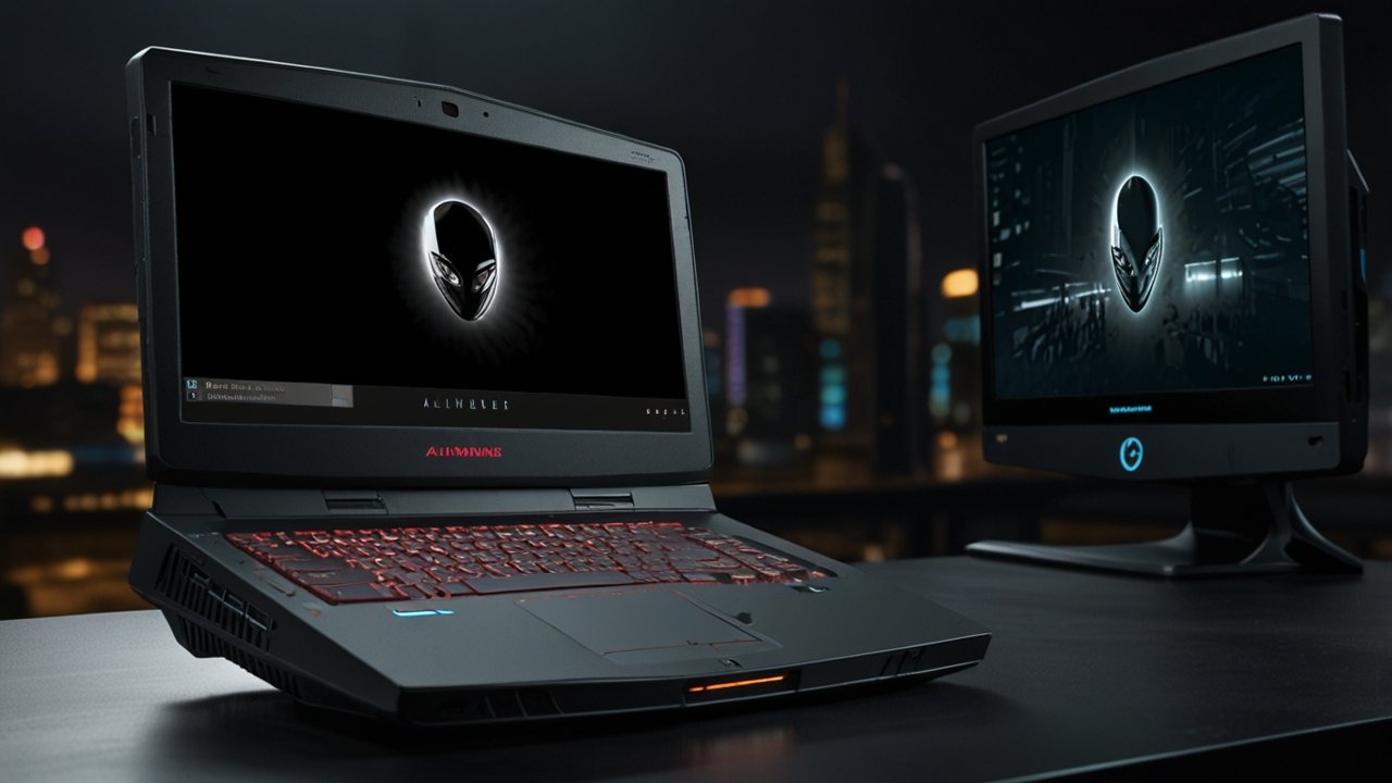 Alienware laptop interface showing gaming computer and high-performance laptop capabilities