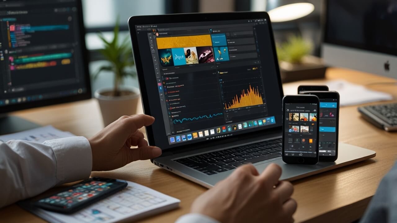 Apps interface showcase with various mobile applications and user interaction demonstrations