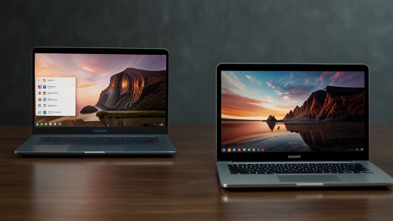Chromebooks vs Laptops side-by-side comparison with different operating systems and features