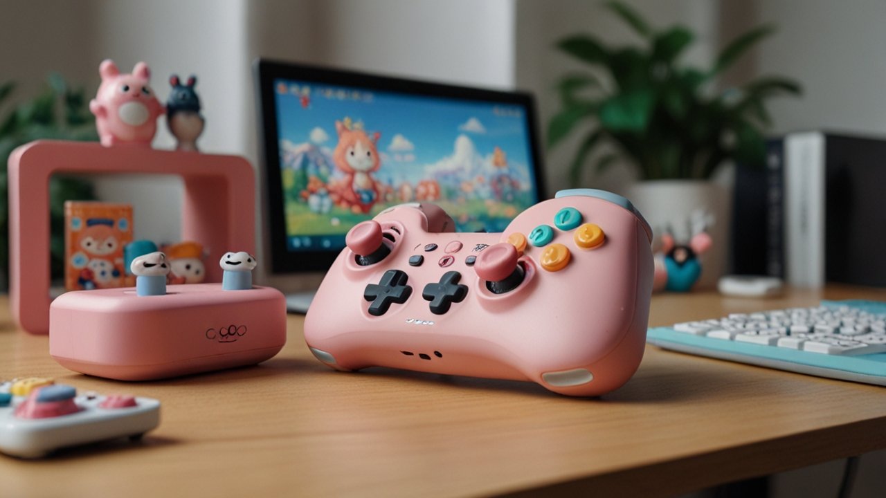 Cute switch controller interface showing gaming accessory and Nintendo controller capabilities