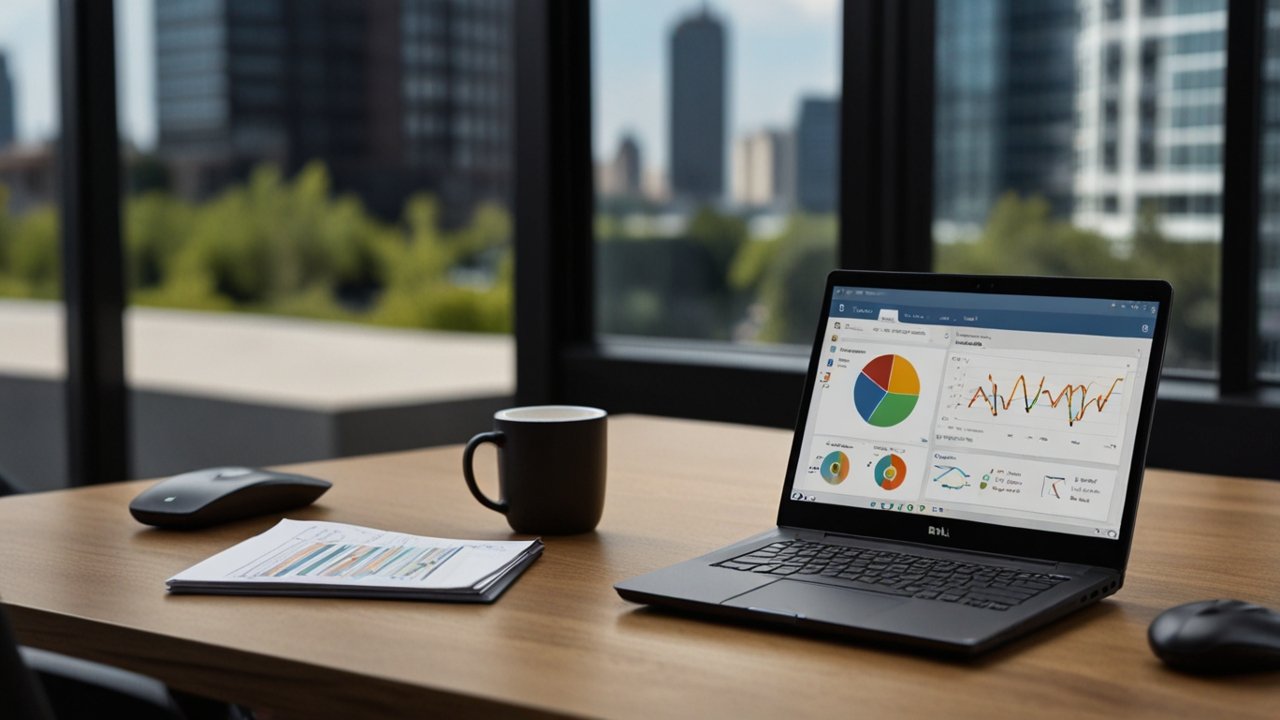 Dell Laptop with business features and professional computing capabilities display