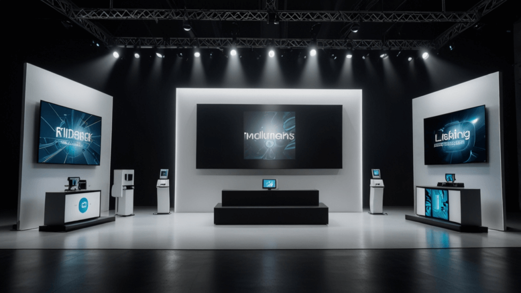 Device launches event with new technology products and presentation setup