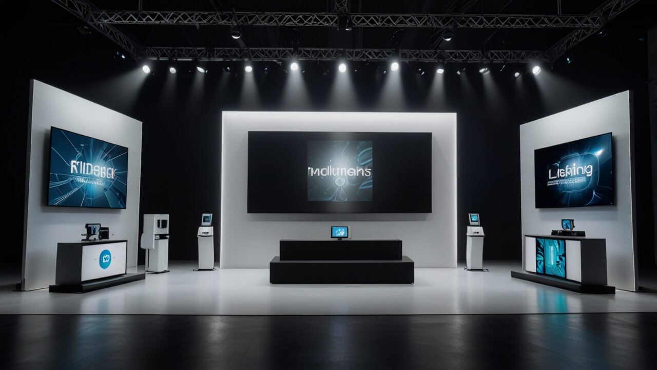 Device launches event with new technology products and presentation setup