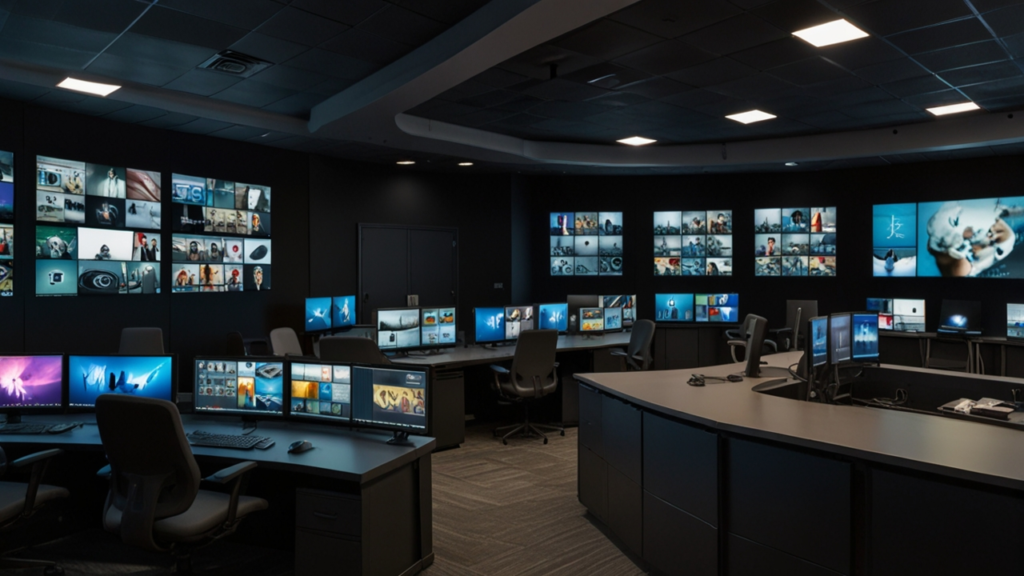 Editing laptops interface showing video editing and content creation capabilities