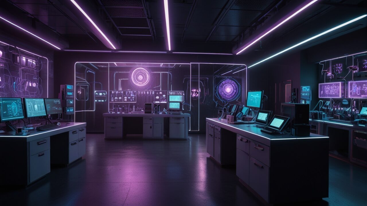 Future tech visualization with next-generation devices and advanced technological concepts