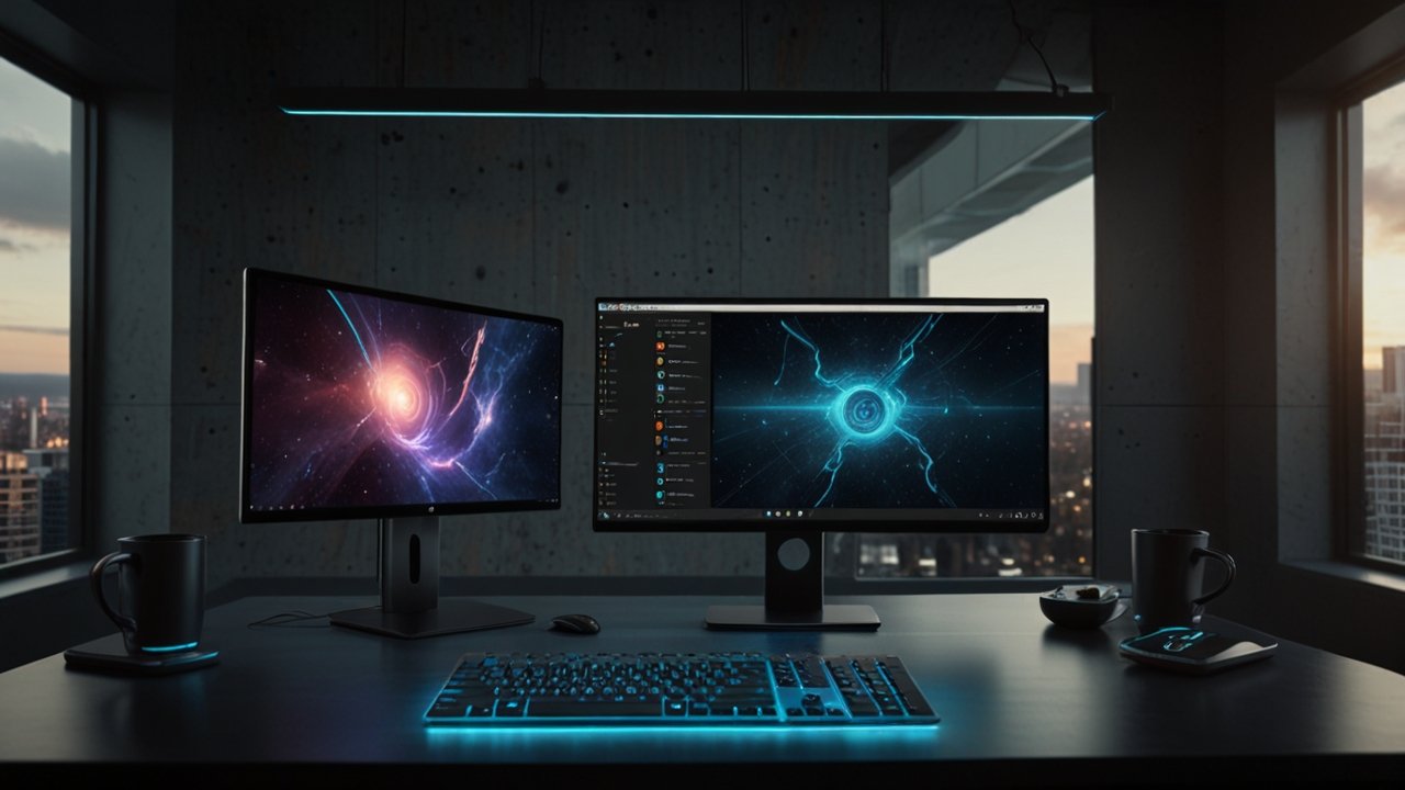 Laptops with dual screens showcasing extended desktop workspace and multitasking capabilities