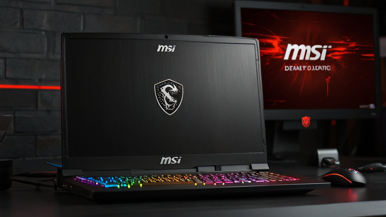 MSI Gaming Laptop with high-performance gaming setup and RGB keyboard lighting