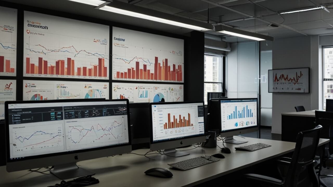Market insights dashboard with analytical data and business intelligence visualization