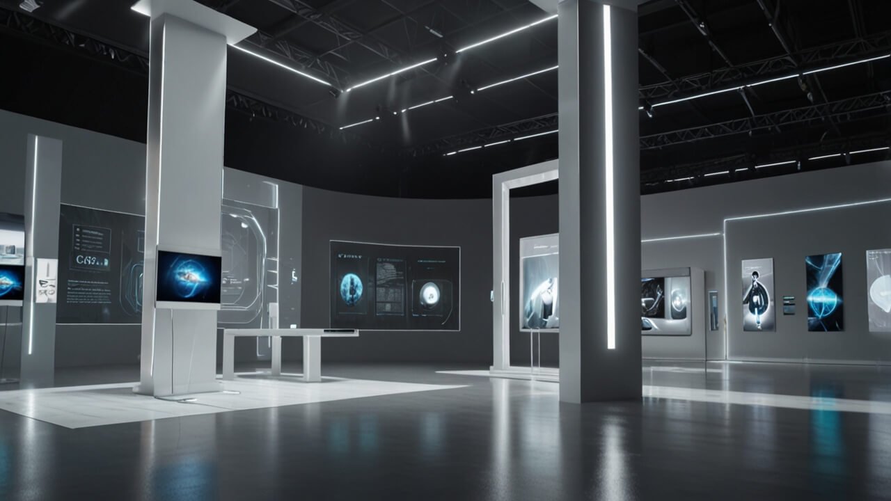 New technology showcase displaying cutting-edge innovations and breakthrough devices