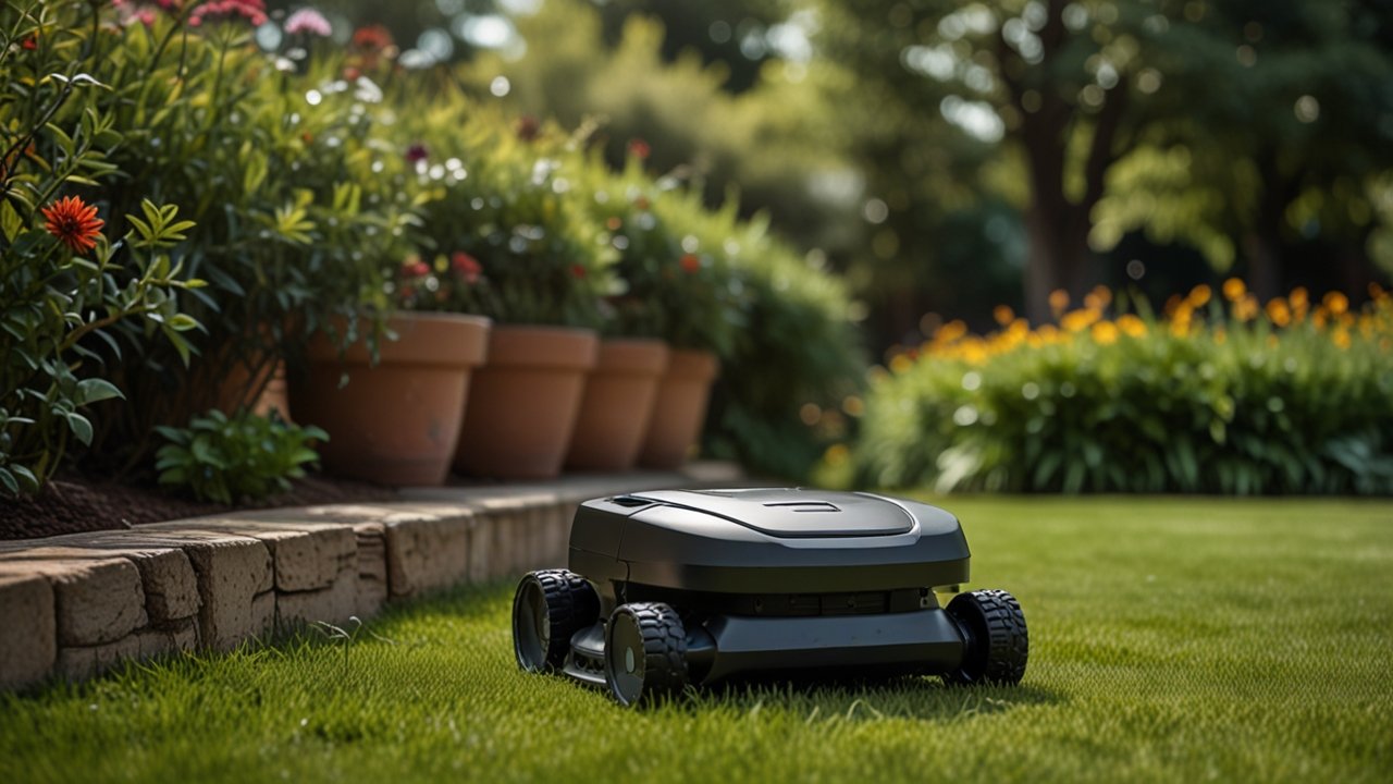 Robot lawn mower with autonomous navigation and smart gardening capabilities