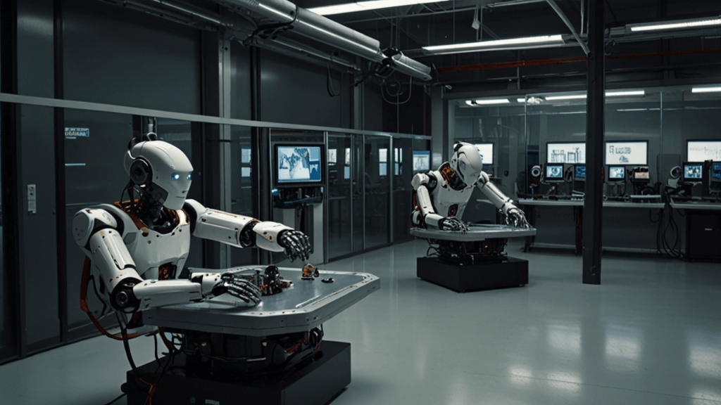 Robots demonstration with various automated machines performing different tasks