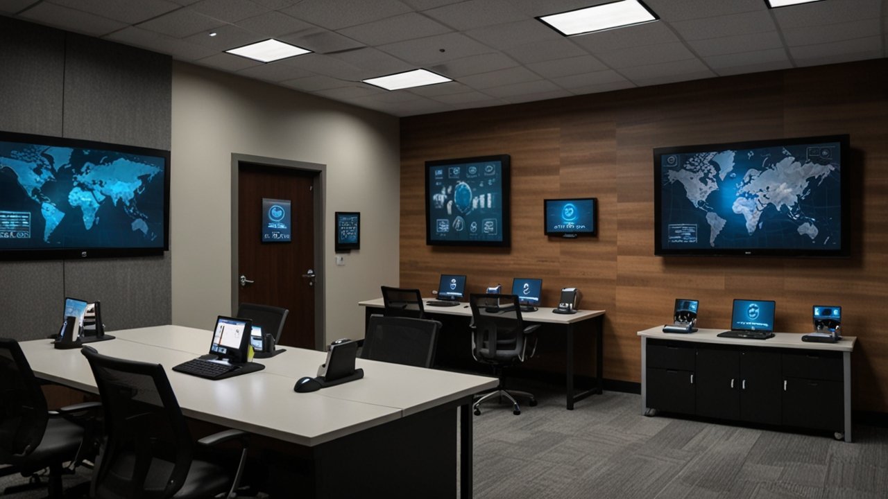 Secure mobile interface showing mobile security and protected device capabilities