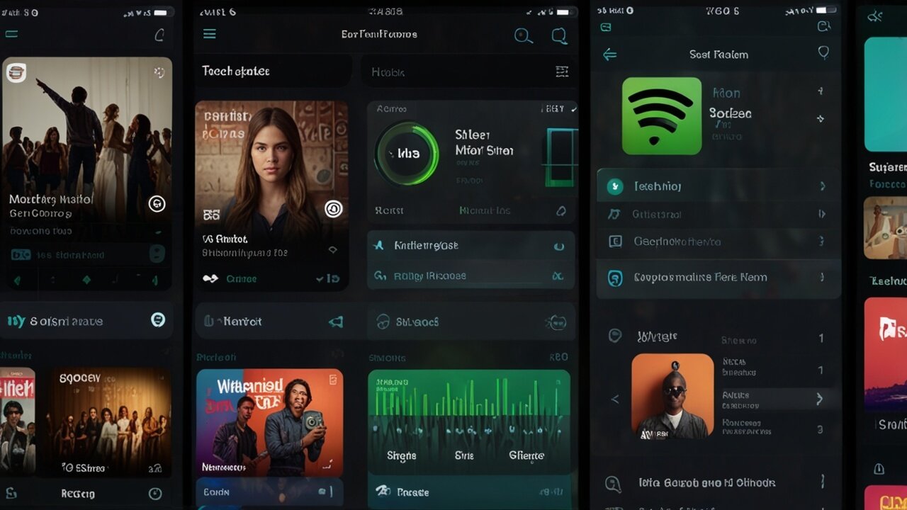 Spotify iOS interface showing music streaming and iOS application capabilities