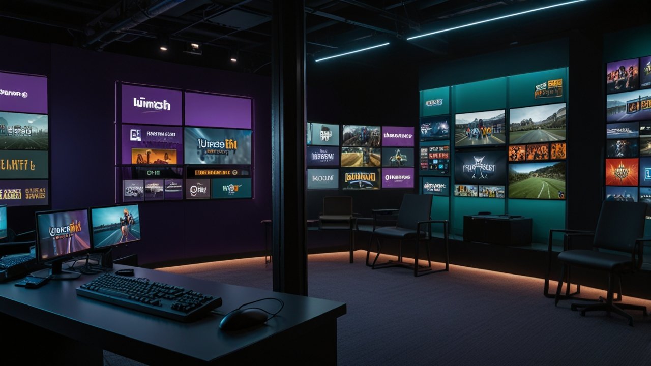 Twitch interface showing live streaming and gaming platform capabilities