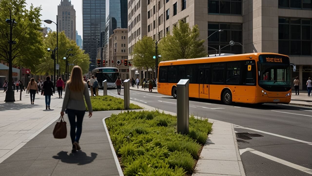 Urban mobility network with integrated public transport and smart city infrastructure
