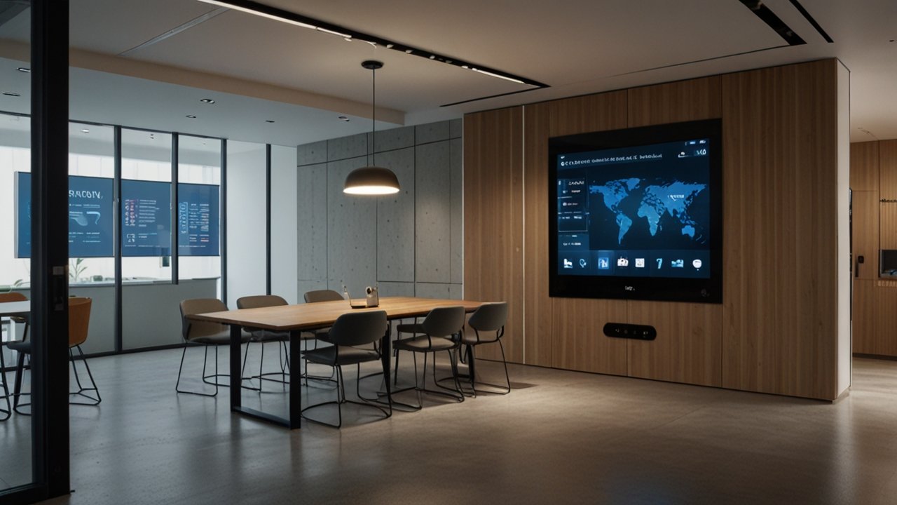 Voice assistant interface showing speech recognition and virtual helper capabilities
