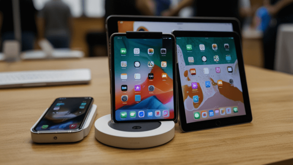 iOS interface demonstration with iPhone displaying advanced features and capabilities