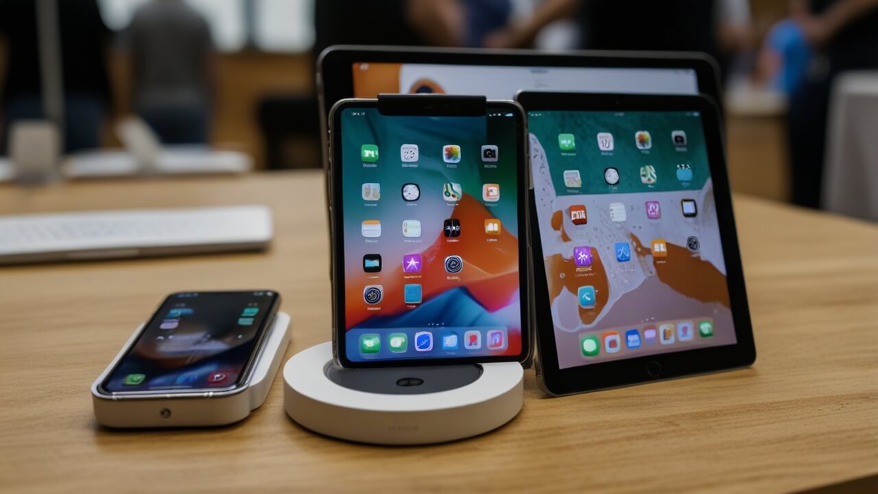 iOS interface demonstration with iPhone displaying advanced features and capabilities
